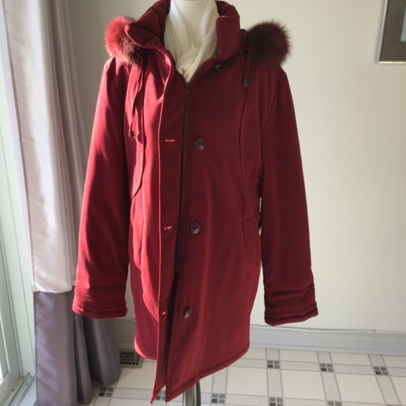 SEQUENCE Women’s burgundy parka/removable hood - Picture 3 of 14